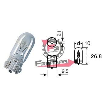 LAMPADA 12V 3W TUTTO VETRO T10