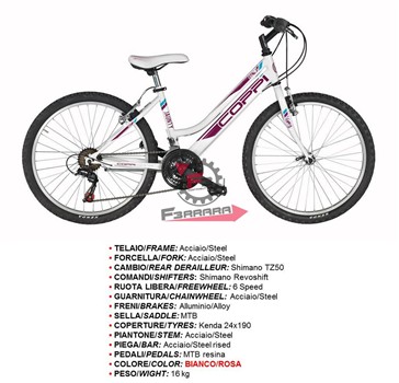 BICI JAUNTY 24 MTB DONNA 18V BIA/ROS