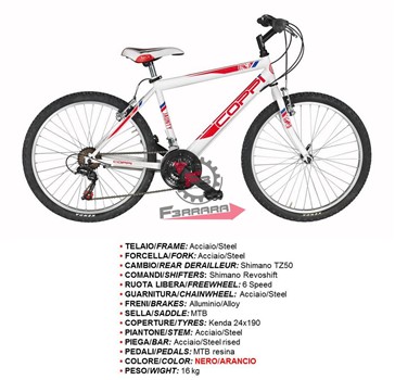 BICI JAUNTY 24 MTB UOMO 18V NE/ARANC