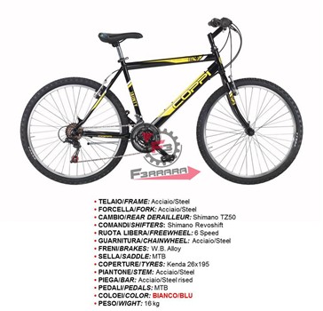 BICI JAUNTY 26 MTB UOMO 18V BIA/BLU