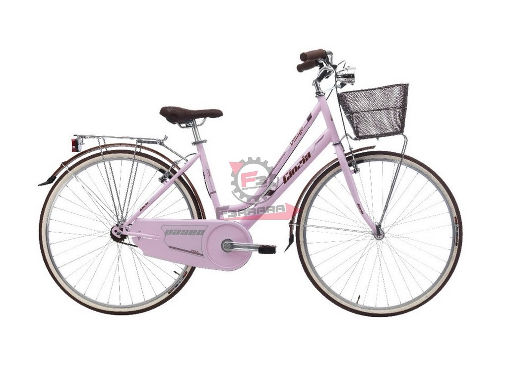bicicletta rosa donna con cestino rosa