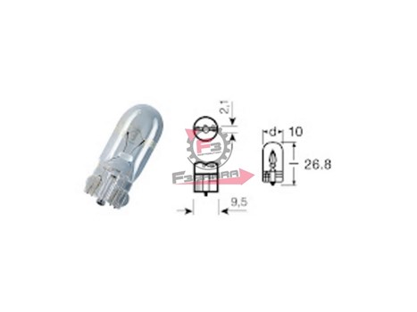 LAMPADA 12V-3W-T10 TUTTO VETRO