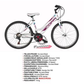 458.RMD24218B39BR BICI JAUNTY 24 MTB DONNA 18V BIA/ROS