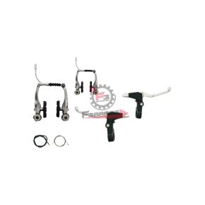 FRENI BICI V-BRAKE 4PZ CON LEVE (SR) CON CAVI IN ALLUMINIO SILVER