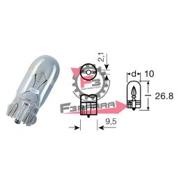 201.E0300963 LAMPADA 12V 3W TUTTO VETRO T10