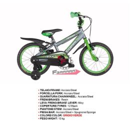 458.RMU1200020GV BICI ARGO 12 BIMBO GRIGIO/VERDE COPP