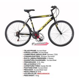 458.RMU26218B50NA BICI JAUNTY 26 MTB UOMO 18V NE/ARANC