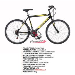 458.RMU26218B50NG BICI JAUNTY 26 MTB UOMO 18V NE/GIALL