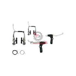 FRENI BICI V-BRAKE 4PZ CON LEVE (SR) CON CAVI IN ALLUMINIO SILVER
