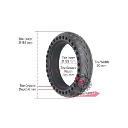 COPERTURA 200X50 PER MONOPATTINO ELETTRICO GOMMA PIENA NERO