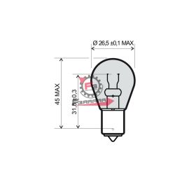 LAMPADA 12V 21W SFERA BA15S ARANCIO