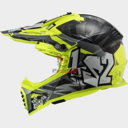 CASCO LS2 MX437 FAST II MINI CRUSHER NERO / GIALLO - L