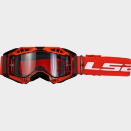 OCCHIALI LS2 AURA ENDURO SERIES GOGGLE NERO / ROSSO VISIERA TRASPARENTE