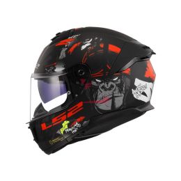 CASCO LS2 STREAM II ANGRY MONKEY M NERO OPACO ROSSO
